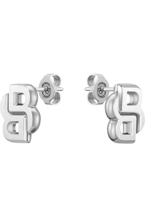 HUGO BOSS Zilverkleurige oorbellen met Double B-monogram