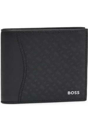 HUGO BOSS Gestructureerde bifold-portemonnee met monogramdessin
