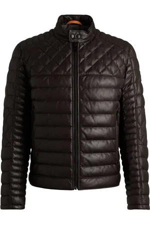 HUGO BOSS Jas van nappaleer met opstaande kraag