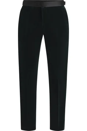 HUGO BOSS Slim-fit smokingpantalon van katoenen fluweel