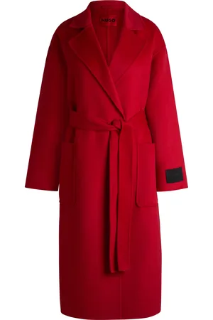 HUGO BOSS Oversized-fit mantel met strikriem