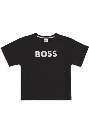 HUGO BOSS T-shirt voor kinderen van stretchkatoen met logo in metallic look