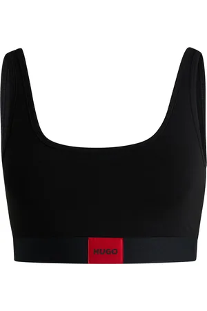 HUGO BOSS Bralette van stretchkatoen met rood logolabel