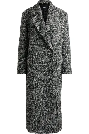 HUGO BOSS Oversize-fit mantel van bouclétweed
