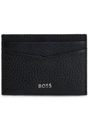 HUGO BOSS Pasjeshouder van generfd leer met logoletters