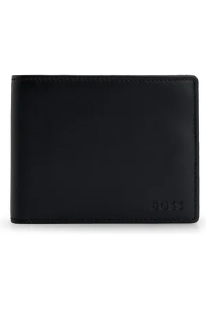 HUGO BOSS Billfold-portemonnee van leer met reliëflogo en muntvakje