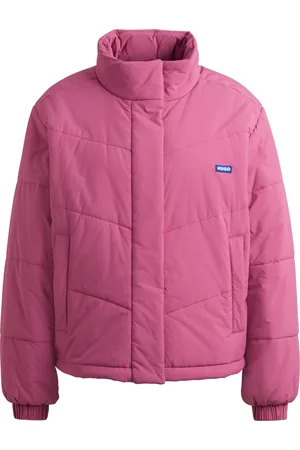 HUGO BOSS Waterafstotende, gewatteerde jas met blauw logolabel