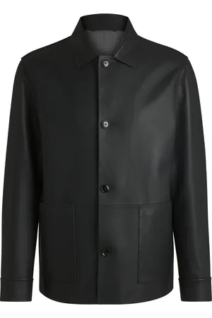 HUGO BOSS Regular-fit jas van nappaleer met knoopsluiting