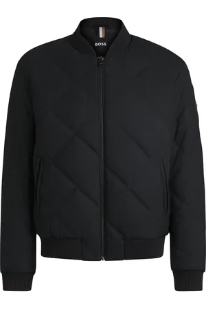 HUGO BOSS Regular-fit jas met ruitvormige stiksels en ribmateriaal van katoen