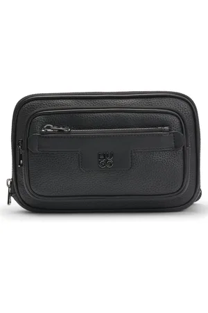 HUGO BOSS Crossbodytas van generfd imitatieleer met tweedelig logodetail