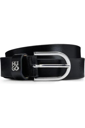HUGO BOSS Riem van Italiaans leer met metalen decoratie van tweedelig logo