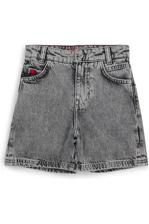 HUGO BOSS Loose-fit kindershorts van grijs katoenen denim