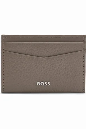 HUGO BOSS Pasjeshouder van generfd leer met logoletters