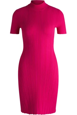 HUGO BOSS Slim-fit jurk van crêpe met onregelmatige ribstructuur