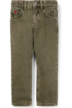 HUGO BOSS Regular-fit kinderjeans van groen getint denim