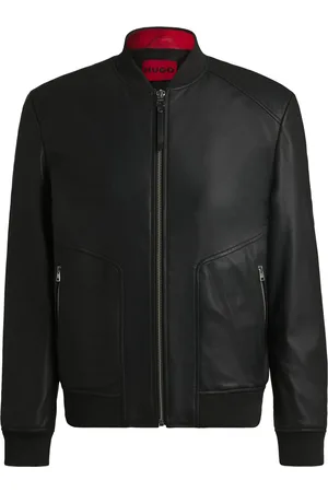 HUGO BOSS Slim-fit bomberjack van leer