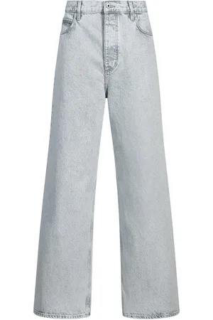 HUGO BOSS Jeans van stonewashed denim met wijde pijpen