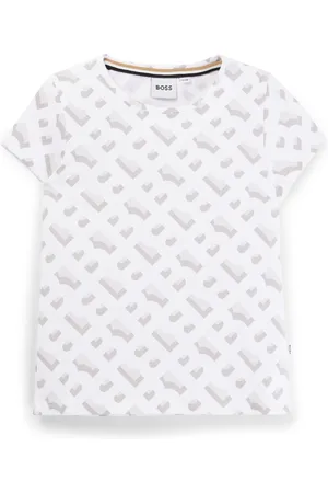 HUGO BOSS T-shirt voor kinderen van stretchkatoen met monogramdessin