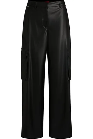 HUGO BOSS Loose-fit cargobroek van imitatieleer