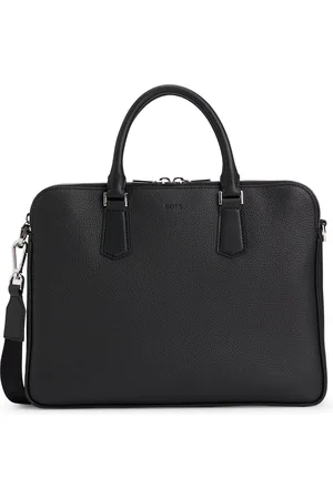 HUGO BOSS Slanke aktetas van Italiaans leer met reliëflogo
