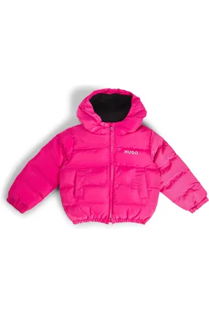HUGO BOSS Pufferjack voor kinderen met capuchon en glanzende logoprint