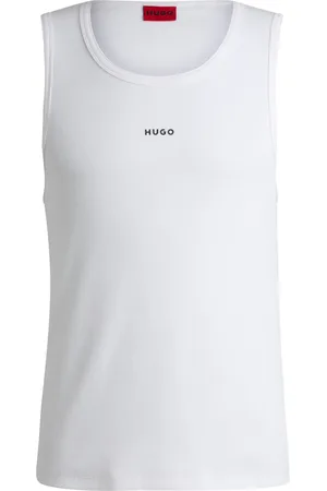 HUGO BOSS Geribde tanktop van stretchkatoen met logoprint