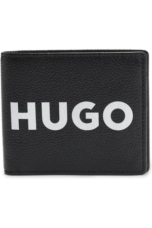 HUGO BOSS Portemonnee van generfd leer met contrasterend logo