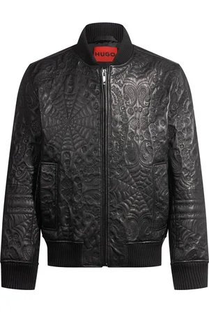 HUGO BOSS Leren jas met spinnenwebben en bandanadessin