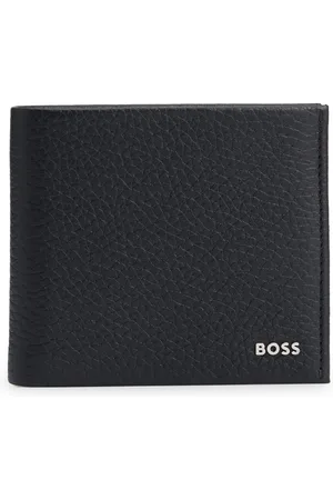 HUGO BOSS Portemonnee van generfd leer met logoletters