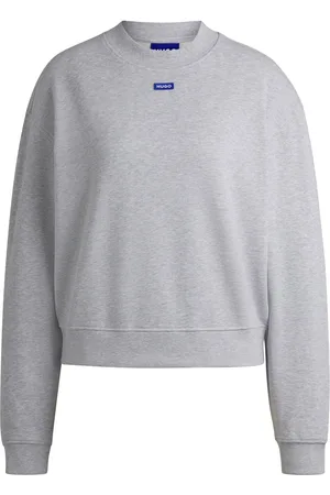HUGO BOSS Sweater van katoenen badstof met logopatch