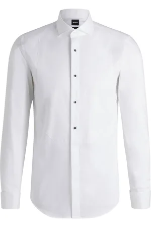 HUGO BOSS Slim-fit smokingoverhemd van gemakkelijk te strijken katoenen popeline met stretch