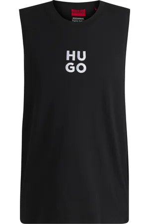 HUGO BOSS Tanktop van katoenen jersey met tweedelig logostiksel