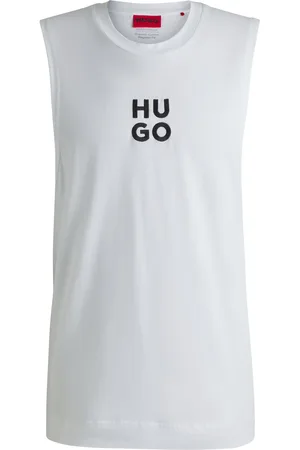 HUGO BOSS Tanktop van katoenen jersey met tweedelig logostiksel