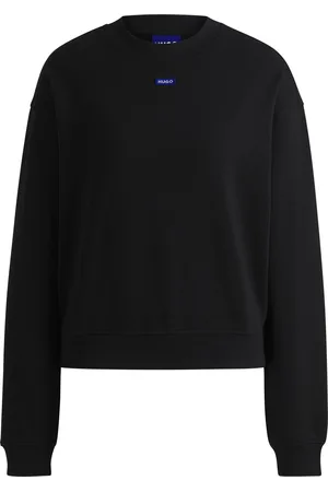 HUGO BOSS Sweater van katoenen badstof met logopatch