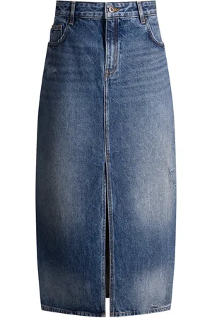 HUGO BOSS Midirok van denim met split aan de voorkant