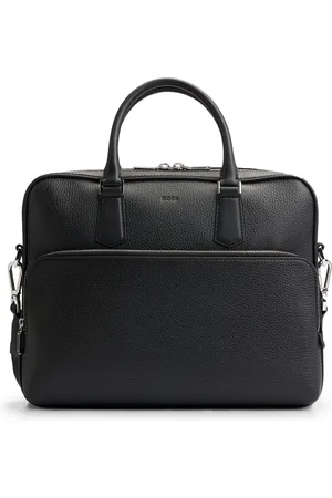 HUGO BOSS Aktetas van generfd Italiaans leer met reliëflogo