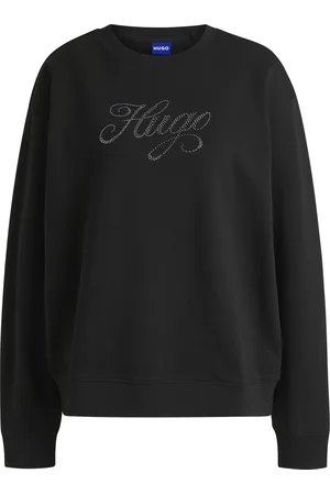 HUGO BOSS Oversized-fit sweater van katoenen badstof met logo-artwork