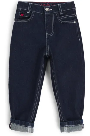 HUGO BOSS Loose-fit kinderjeans van blauw rinse-washed denim