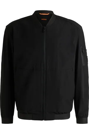 HUGO BOSS Softshell-bomberjack van gekreukt vierzijdig stretchmateriaal