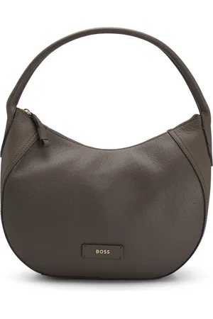 HUGO BOSS Schoudertas van generfd leer met logoletters