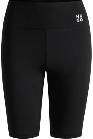 HUGO BOSS Fietsshort van stretchjersey met tweedelig logo