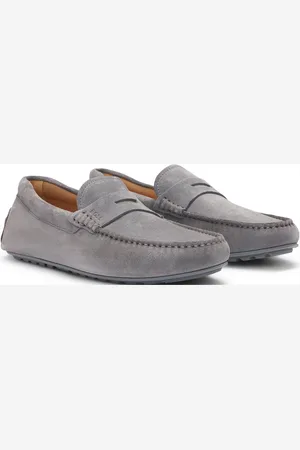 HUGO BOSS In Portugal vervaardigde loafers in mocassinstijl van suède met uitsparing