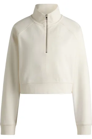 HUGO BOSS Korter sweatshirt van katoenen badstof met logostiksel