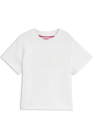 HUGO BOSS Katoenen T-shirt voor kinderen met tweedelige logoprint
