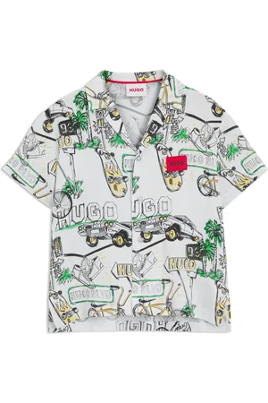 HUGO BOSS T-shirt met all-over-print en logopatch voor kinderen
