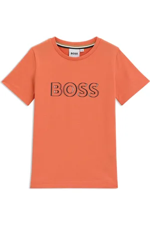 HUGO BOSS Regular-fit katoenen T-shirt met logoprint voor kinderen