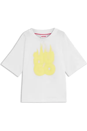 HUGO BOSS Katoenen T-shirt met vlamlogo voor kinderen