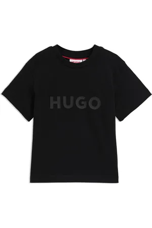 HUGO BOSS Katoenen T-shirt voor kinderen met tweedelige logoprint