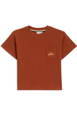 HUGO BOSS Regular-fit T-shirt voor kinderen van katoen met geborduurd kunstwerk