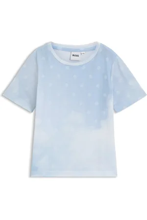 HUGO BOSS Kinder-T-shirt met Double B-monogrammen en wolkenprint